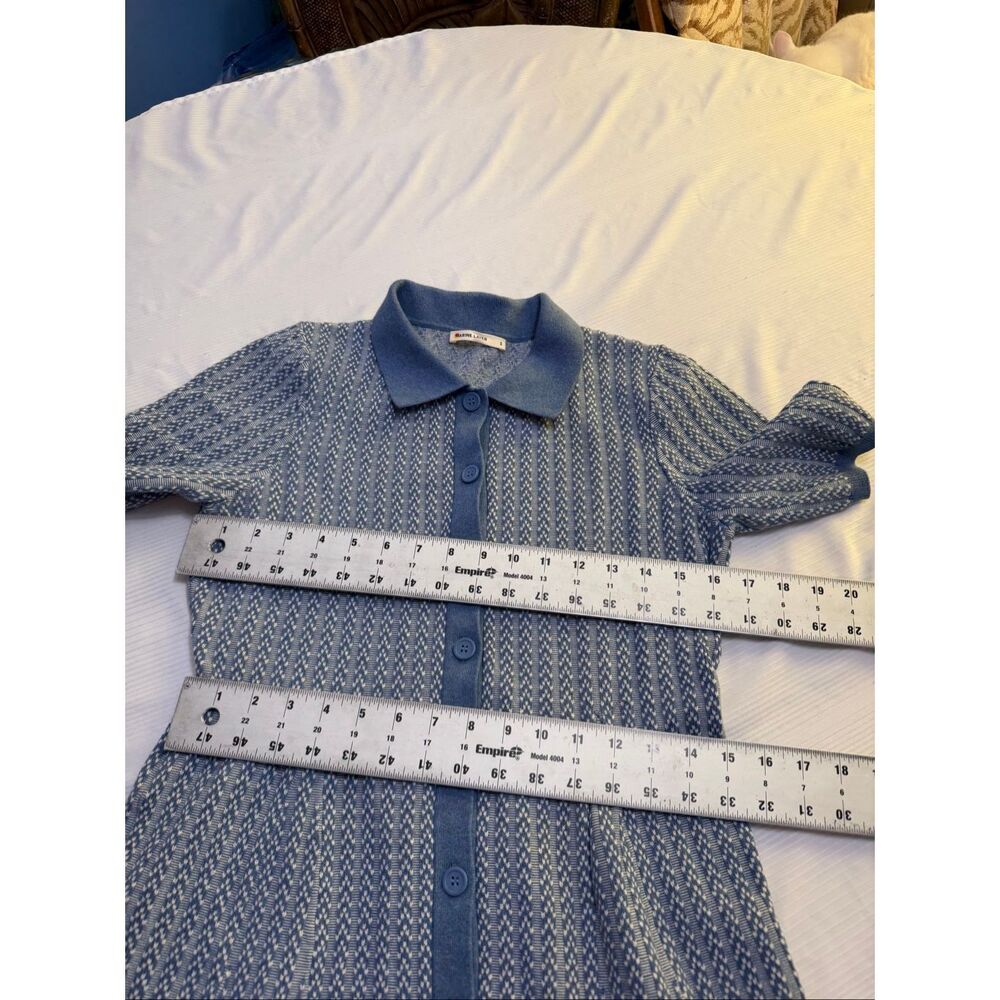 Marine Layer Alice Textured Blue Polo Dress Size Small - Picture 5 of 8
